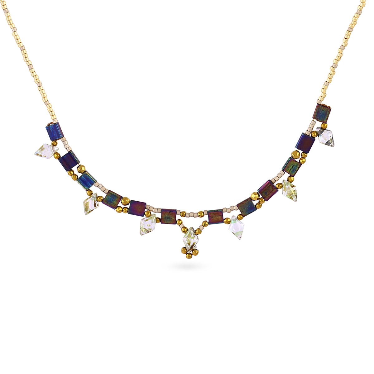 Collar Miyuki multicolor geométrico Café Anartxy