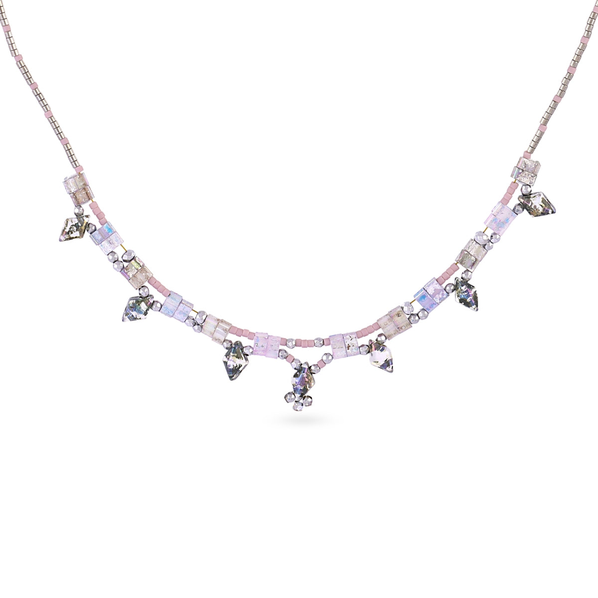 Collar Miyuki multicolor geométrico Gris Anartxy