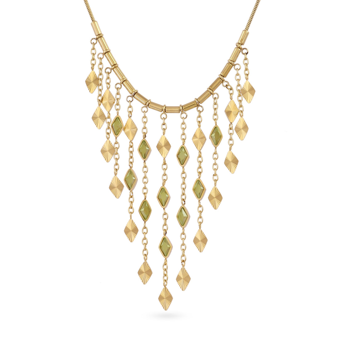 Collar Prisma cortina piedra Verde Anartxy