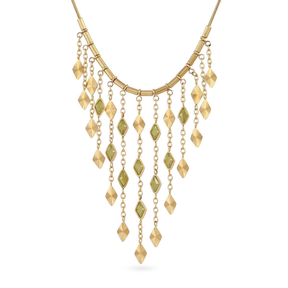 Collar Prisma cortina piedra Verde Anartxy