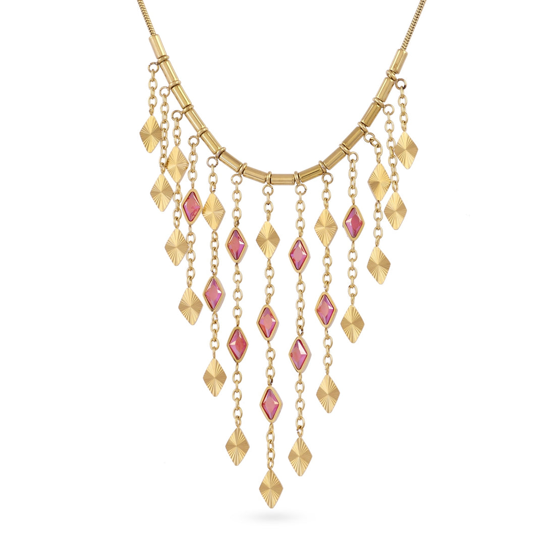 Collar Prisma cortina piedra Rosa Anartxy