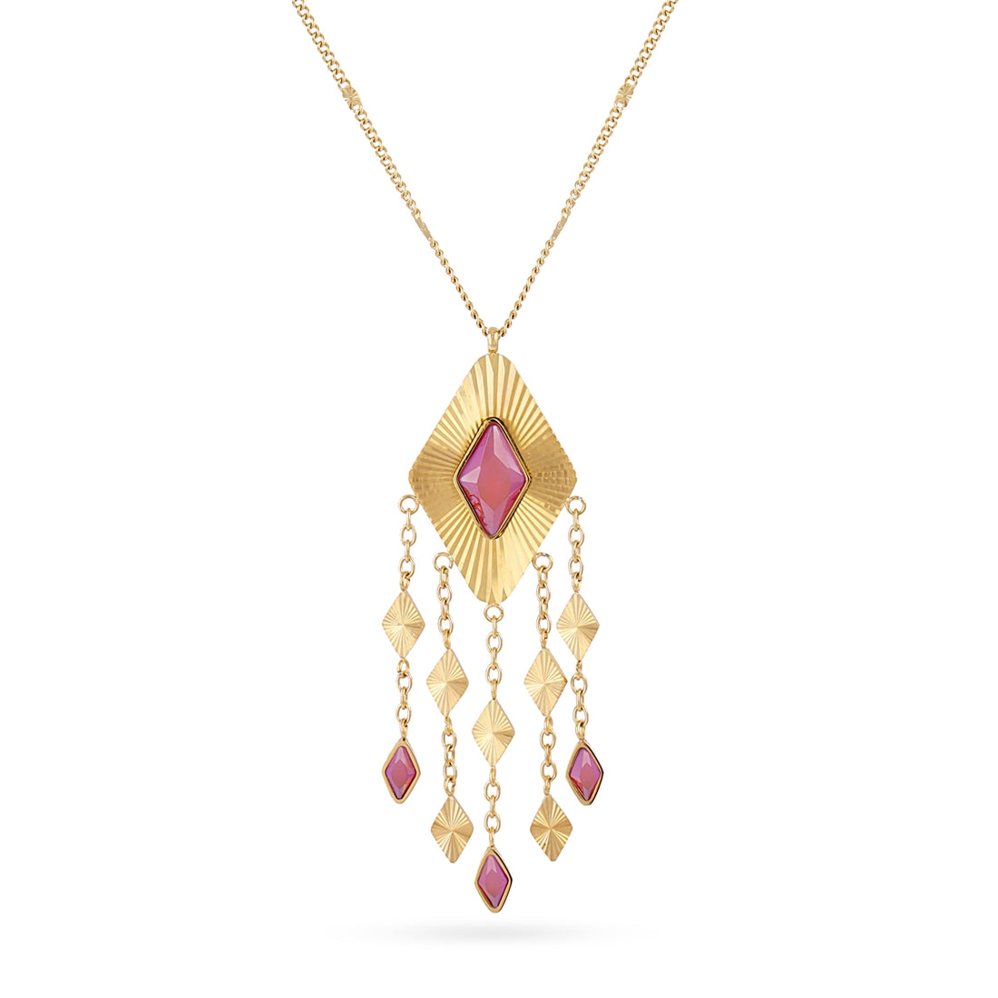 Collar Prisma flecos rombo Rosa Anartxy
