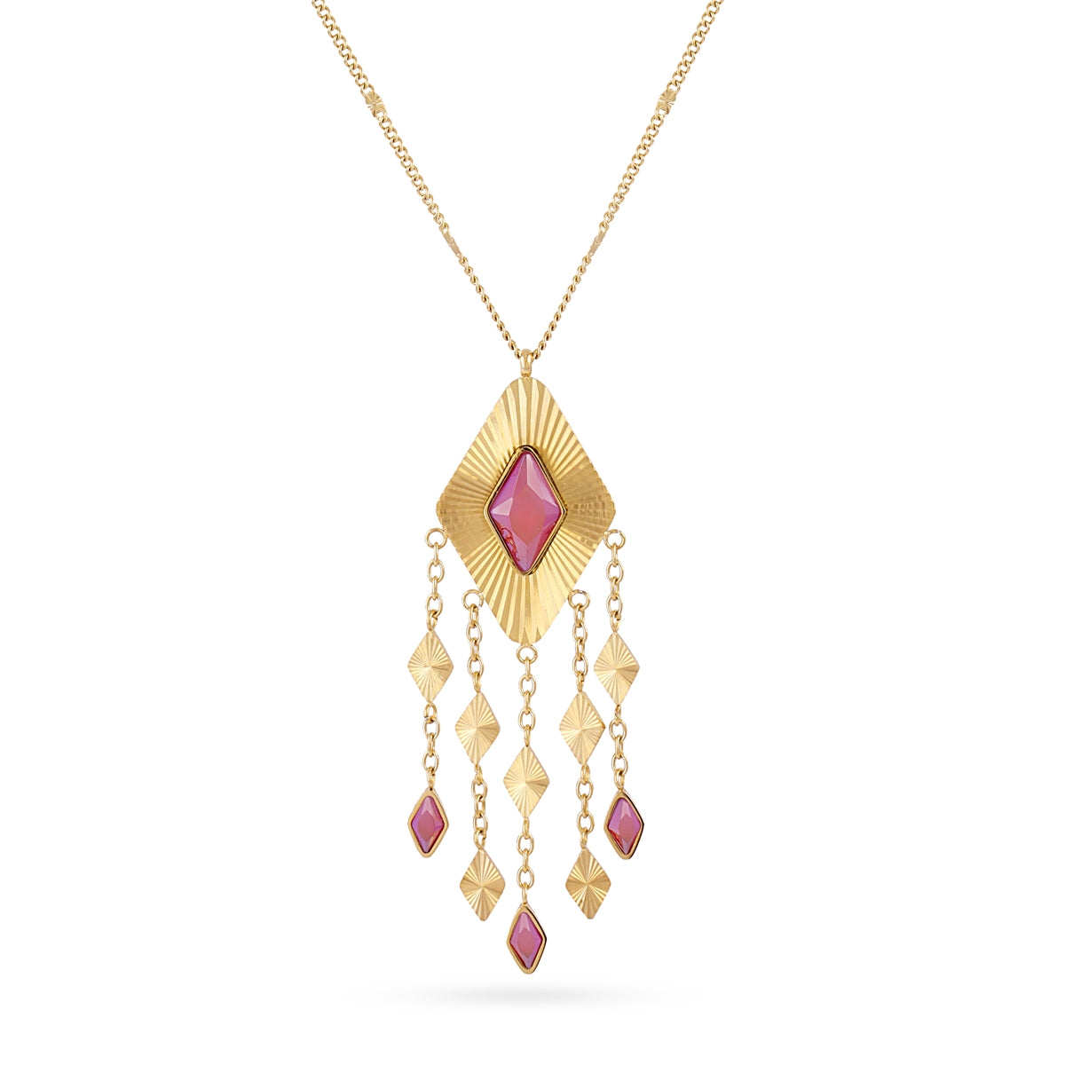 Collar Prisma flecos rombo Rosa Anartxy