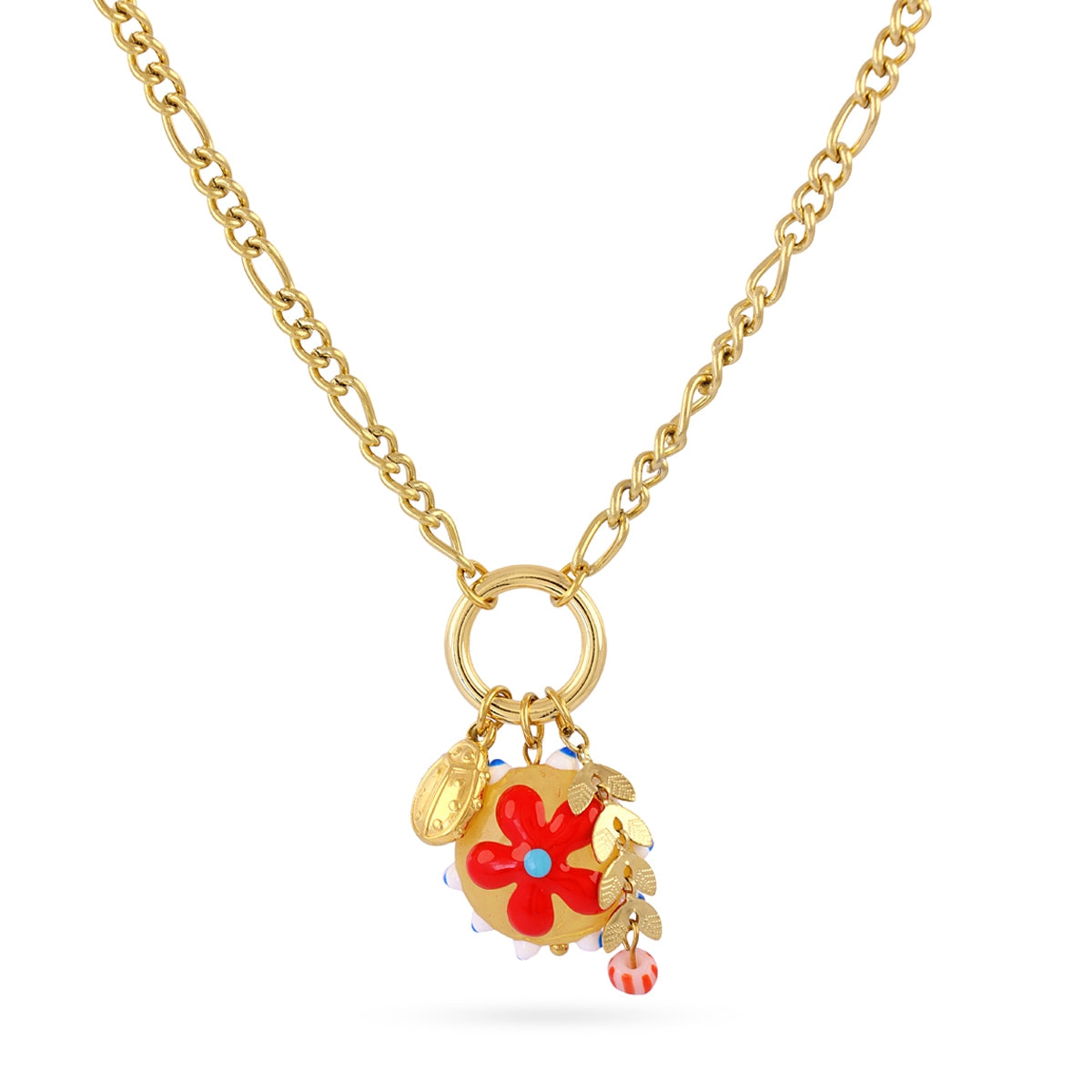 Collar Trencadis cadena flor multicolor Dorado Anartxy