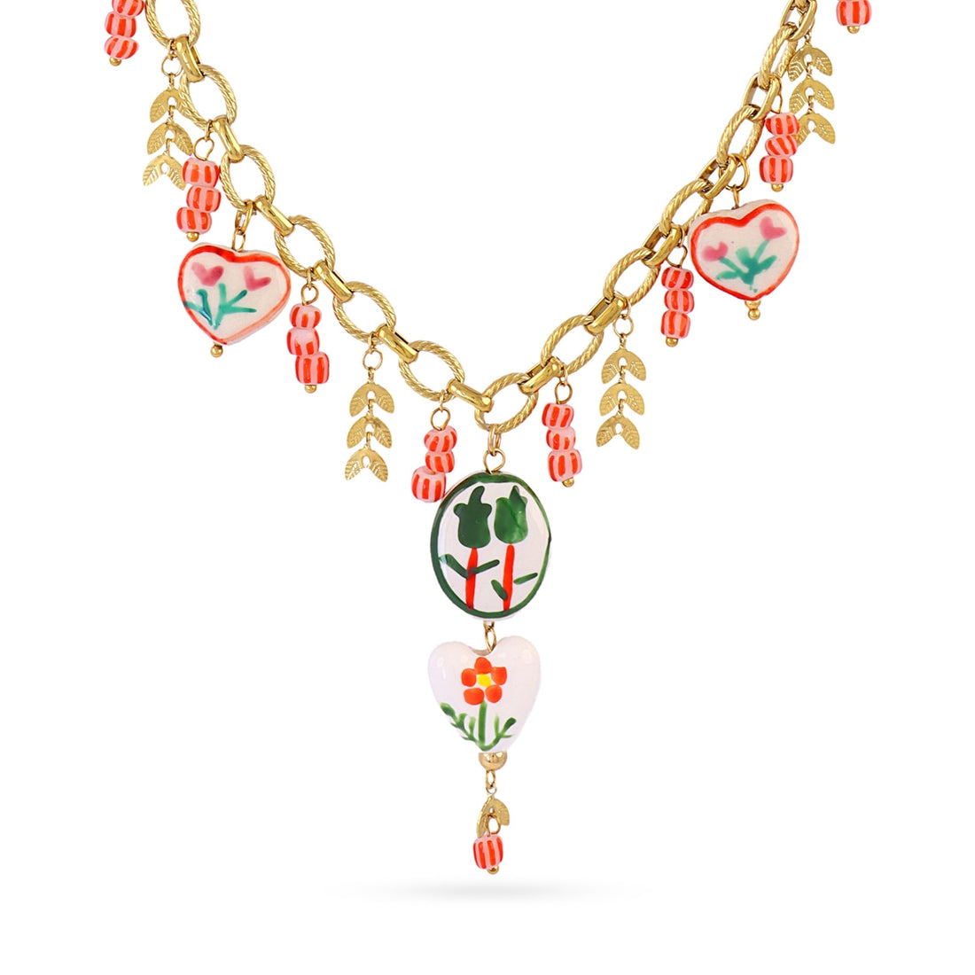 Collar Trencadis cadena flores multicolor Dorado Anartxy