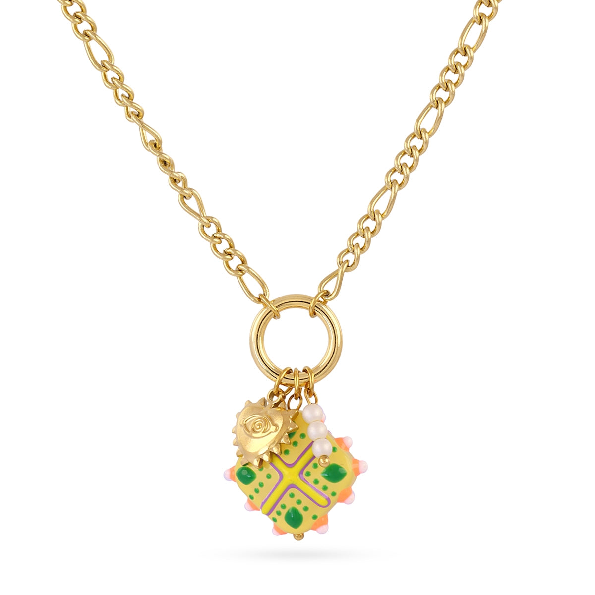 Collar Trencadis cadena verde lima Dorado Anartxy