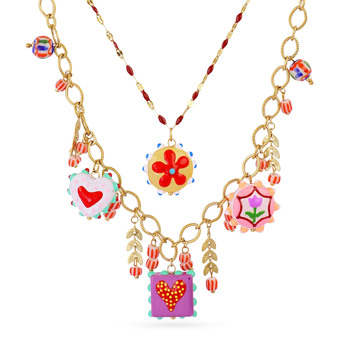 Collar Trencadis doble dorado multicolor Dorado Anartxy