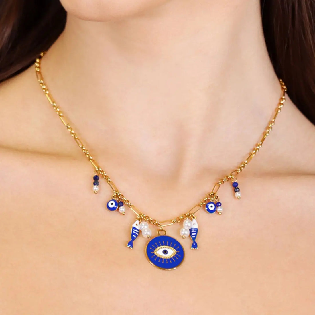 Collar Mati Nazar Dorado Anartxy
