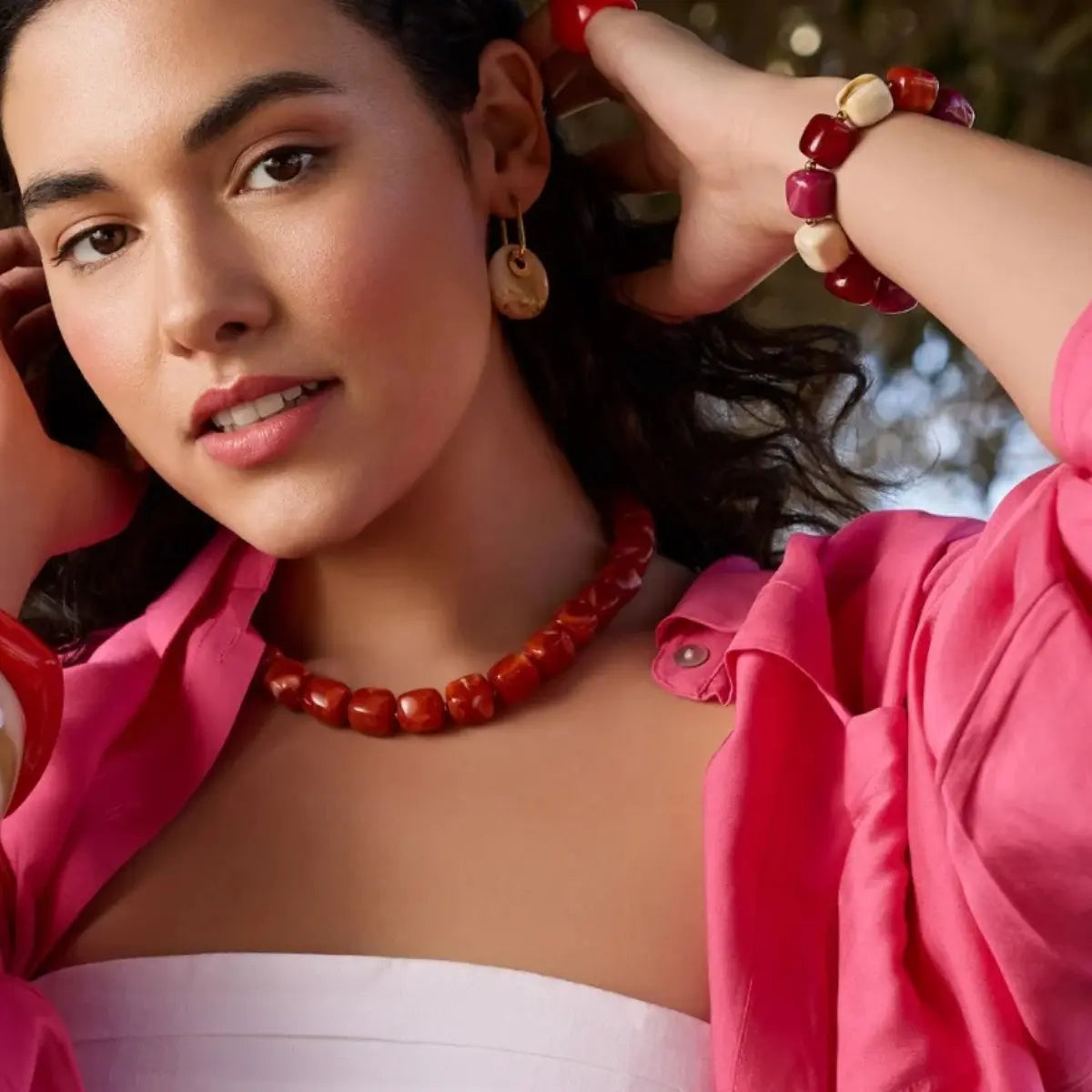 Resin Necklace and Bracelet Set