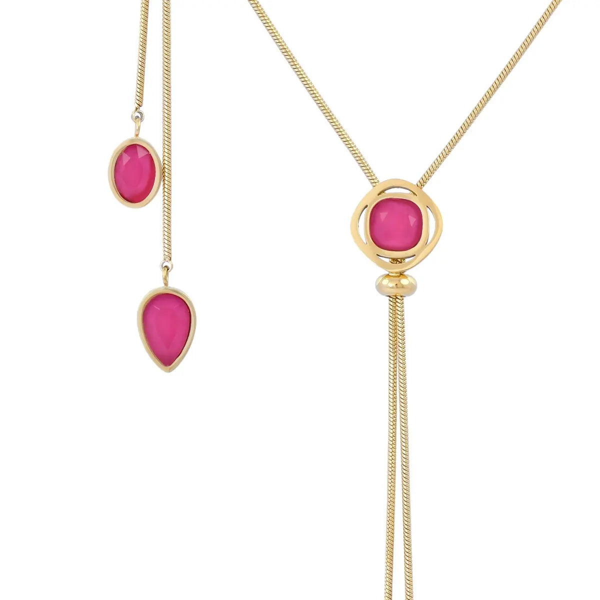 CONJUNTO DROPS ROSA: anillo, collar y pulsera Anartxy