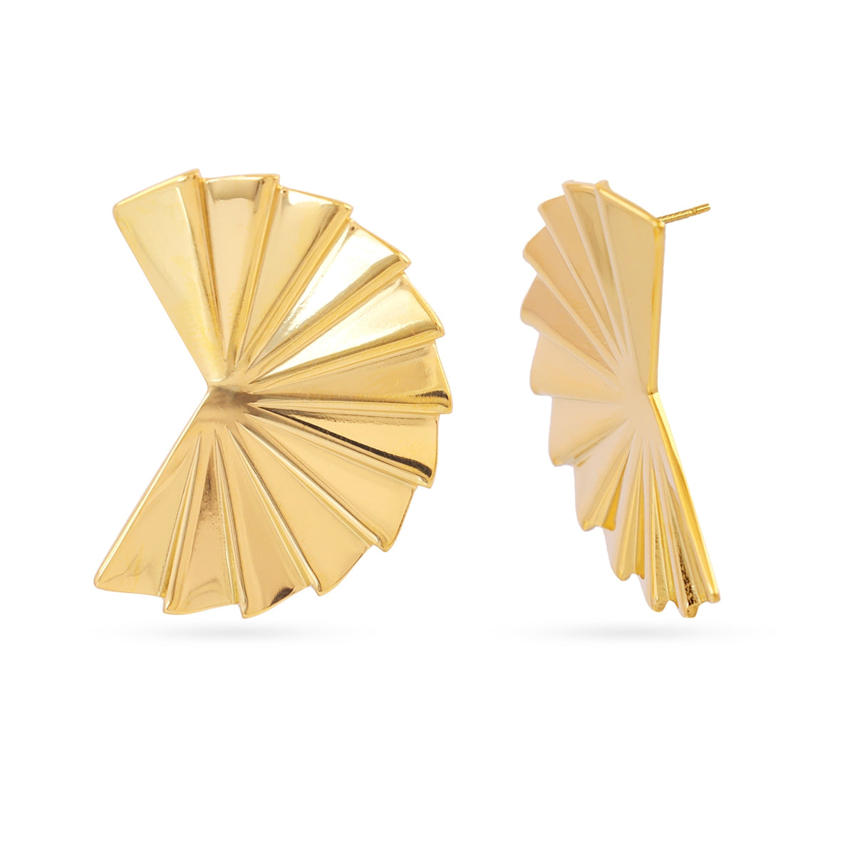 Pendientes abanico pliegues Dorado Anartxy