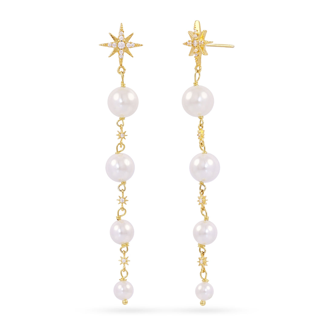 Pendientes Alma cadenas perlas estrella Anartxy