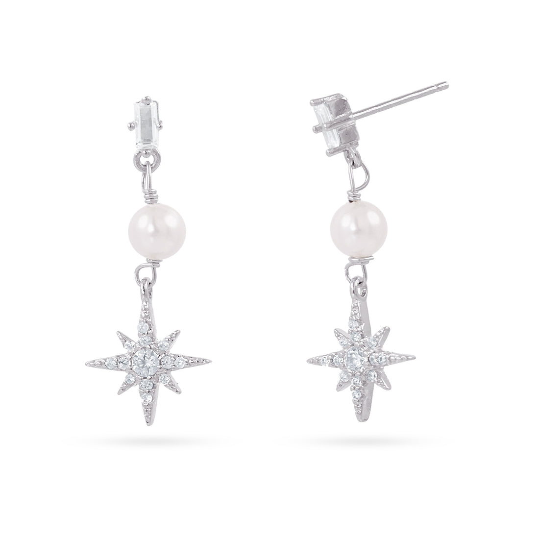 Pendientes Alma estrella perla Plateado Anartxy