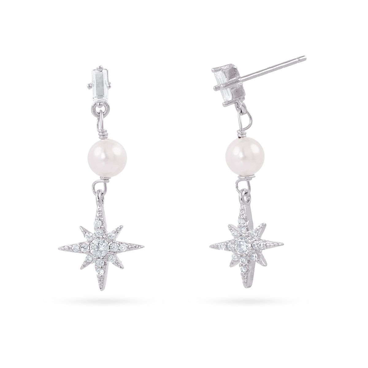 Pendientes Alma estrella perla Plateado Anartxy