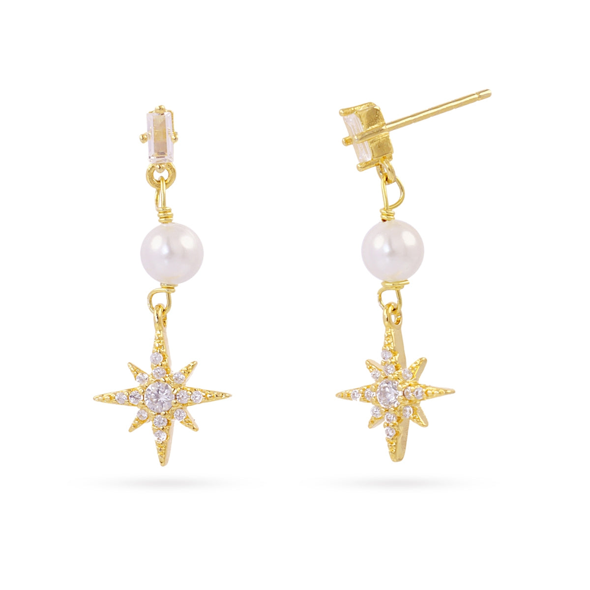Pendientes Alma estrella perla Dorado Anartxy