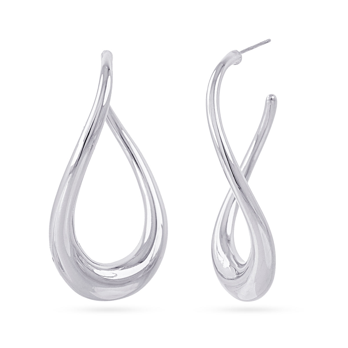 Pendientes aro efecto movimiento Plateado Anartxy