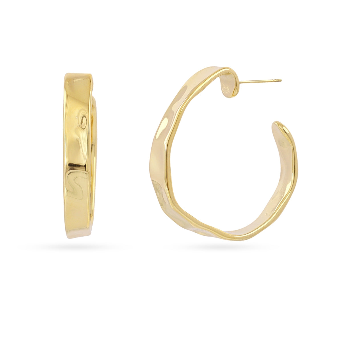 Pendientes aro textura artesanal Dorado Anartxy