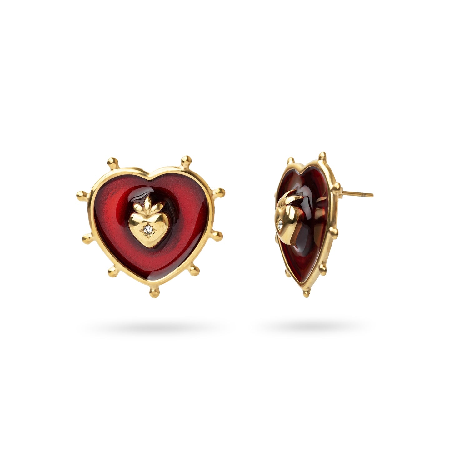 Pendientes botón Essentials corazón sagrado Dorado Anartxy
