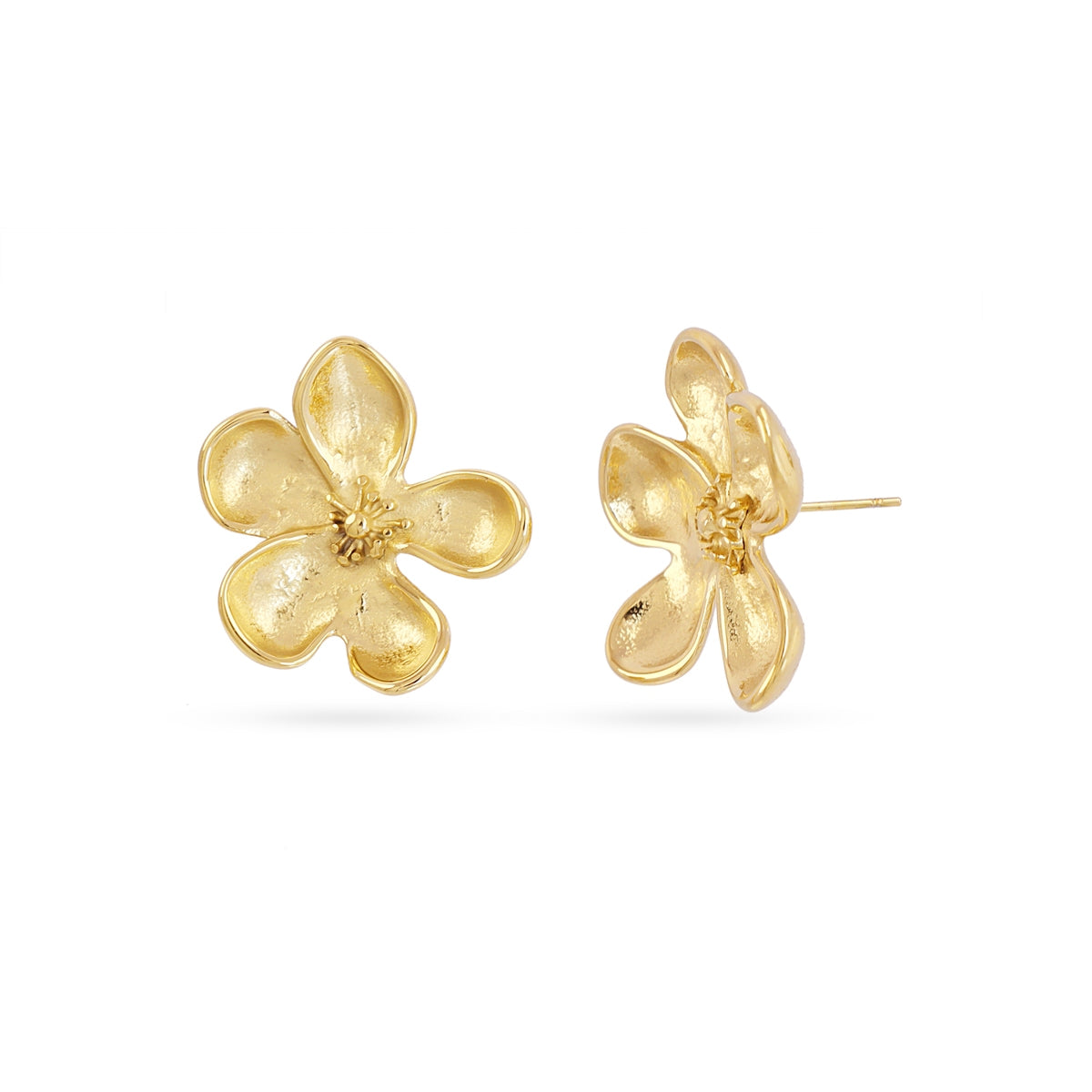 Pendientes botón Essentials flor relieve Dorado Anartxy