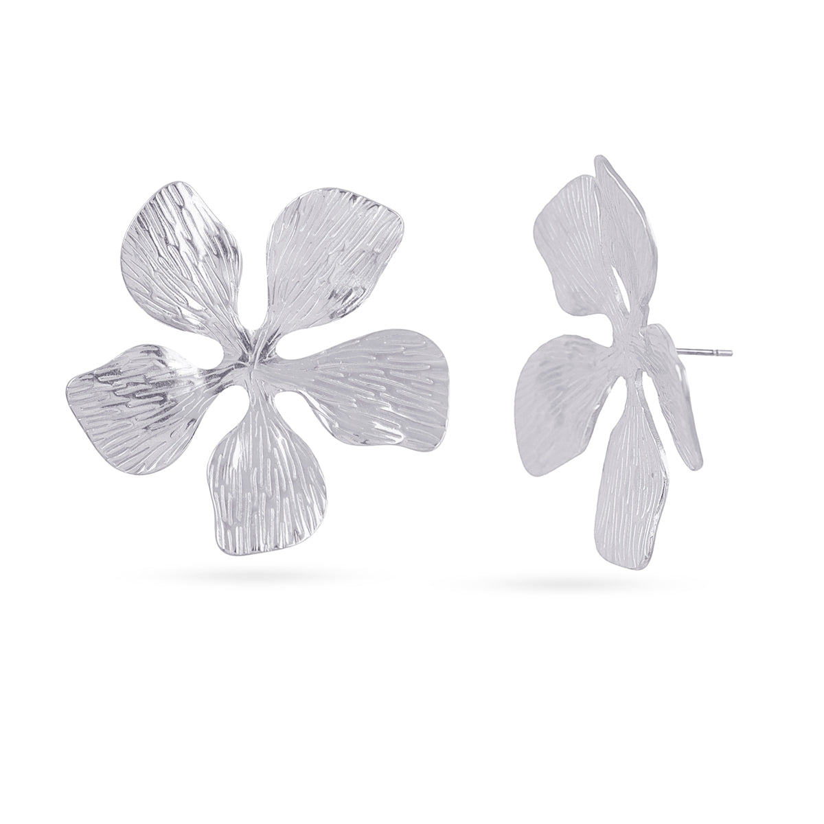 Pendientes botón Essentials pétalos Plateado Anartxy