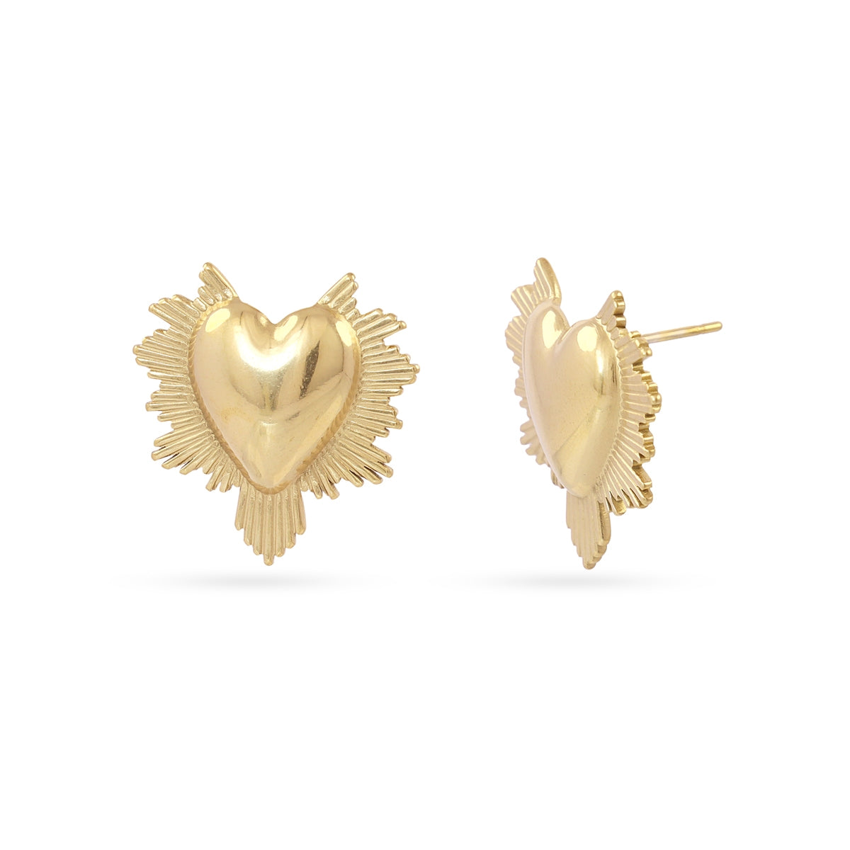 Pendientes boton Essentials sagrado corazón Dorado Anartxy