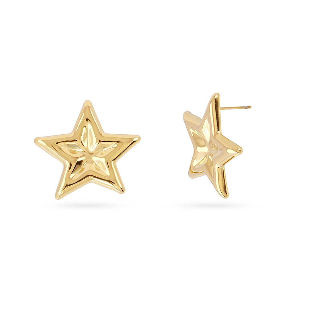 Pendientes botón estrella con textura Dorado Anartxy