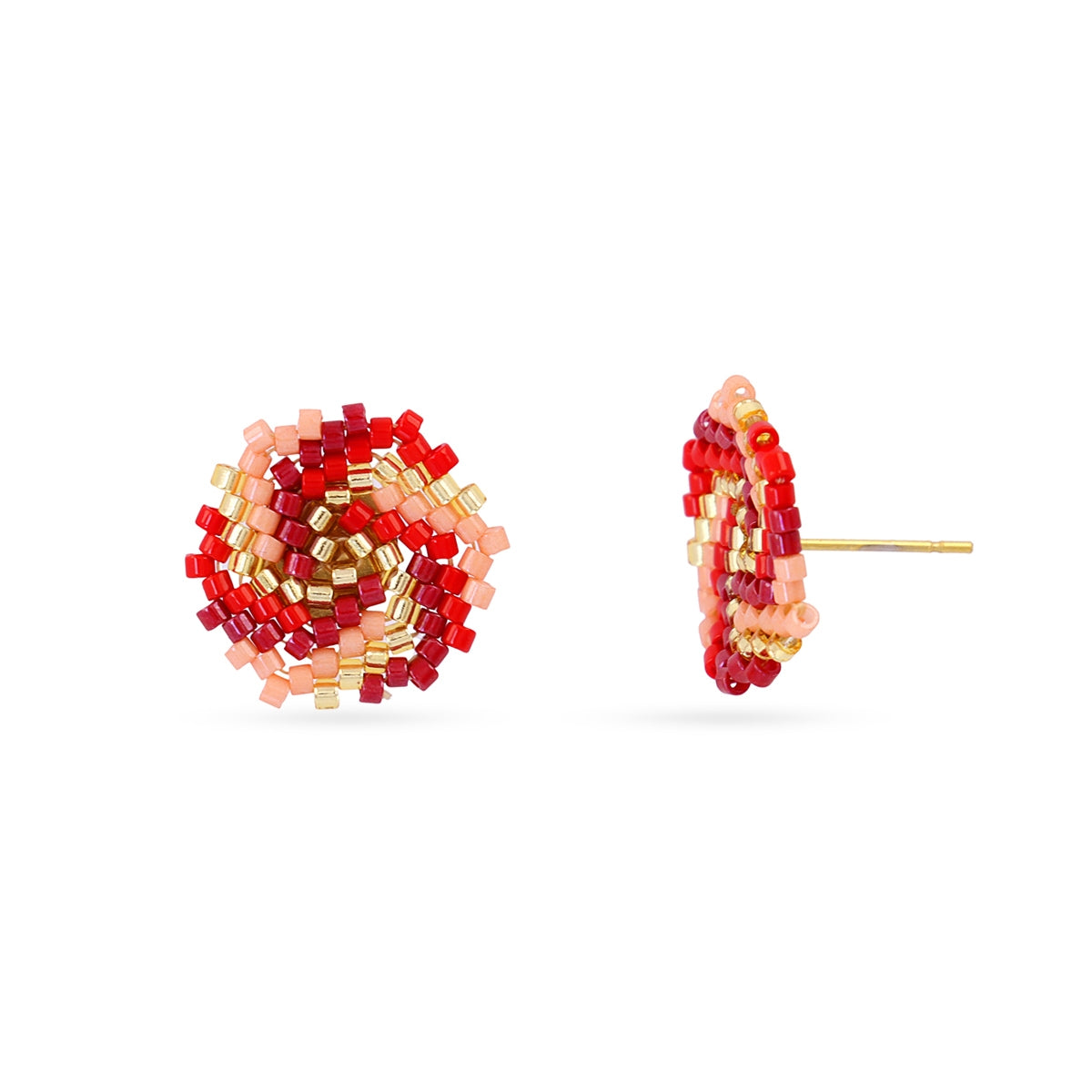 Pendientes botón Miyuki multicolor Rojo Anartxy