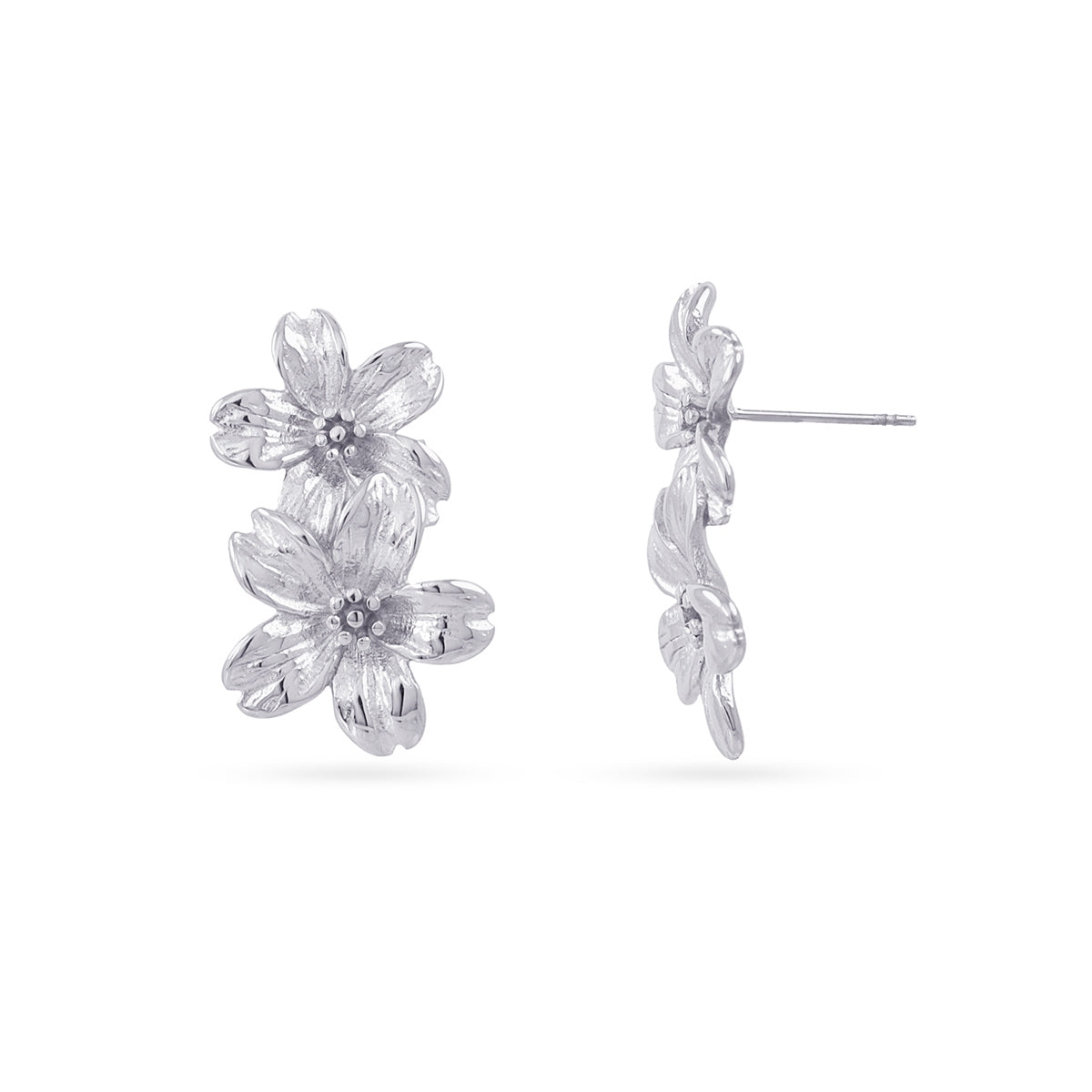 Pendientes colgantes doble flor textura Plateado Anartxy