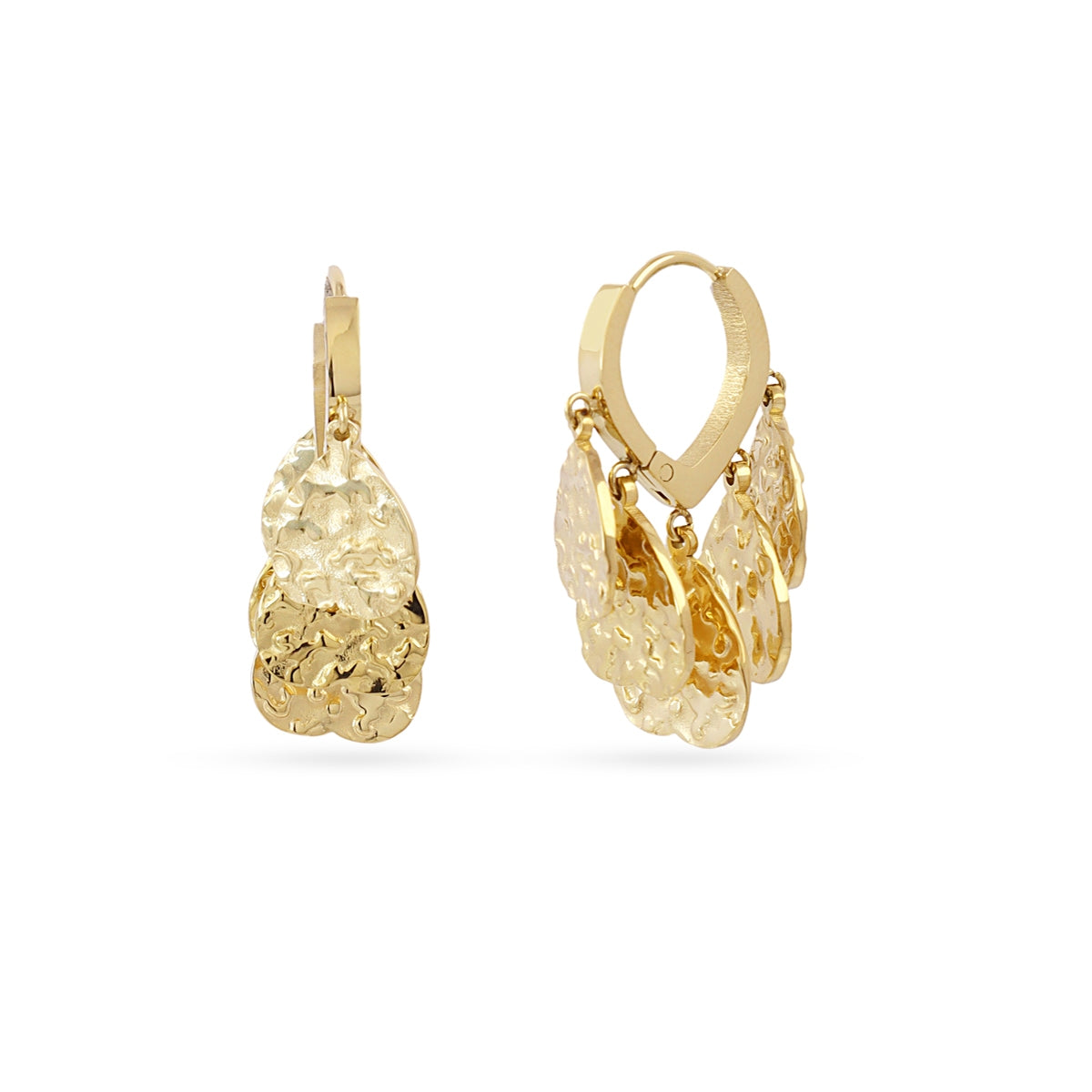 Pendientes colgantes medallas textura Dorado Anartxy