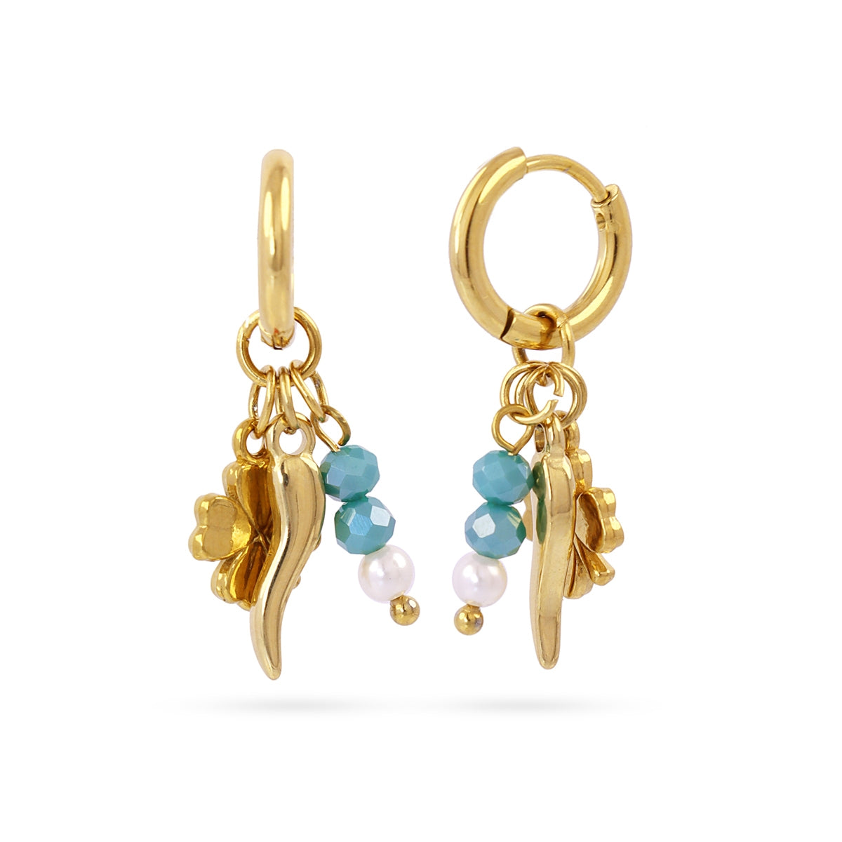 Pendientes Cornicello Clover Dorado Anartxy