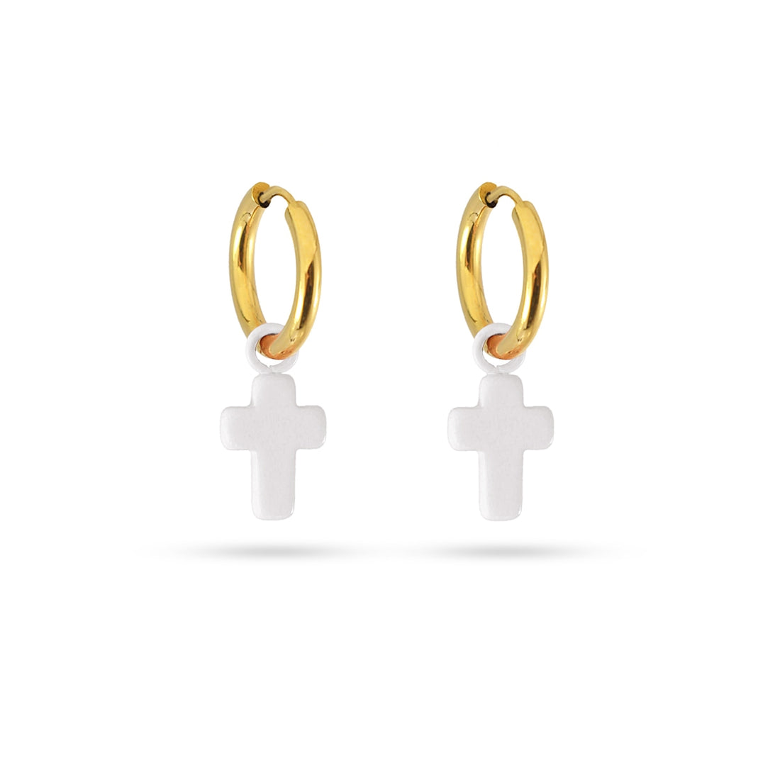 Pendientes Cruz Latina Blanco Anartxy