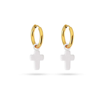 Pendientes Cruz Latina Blanco Anartxy