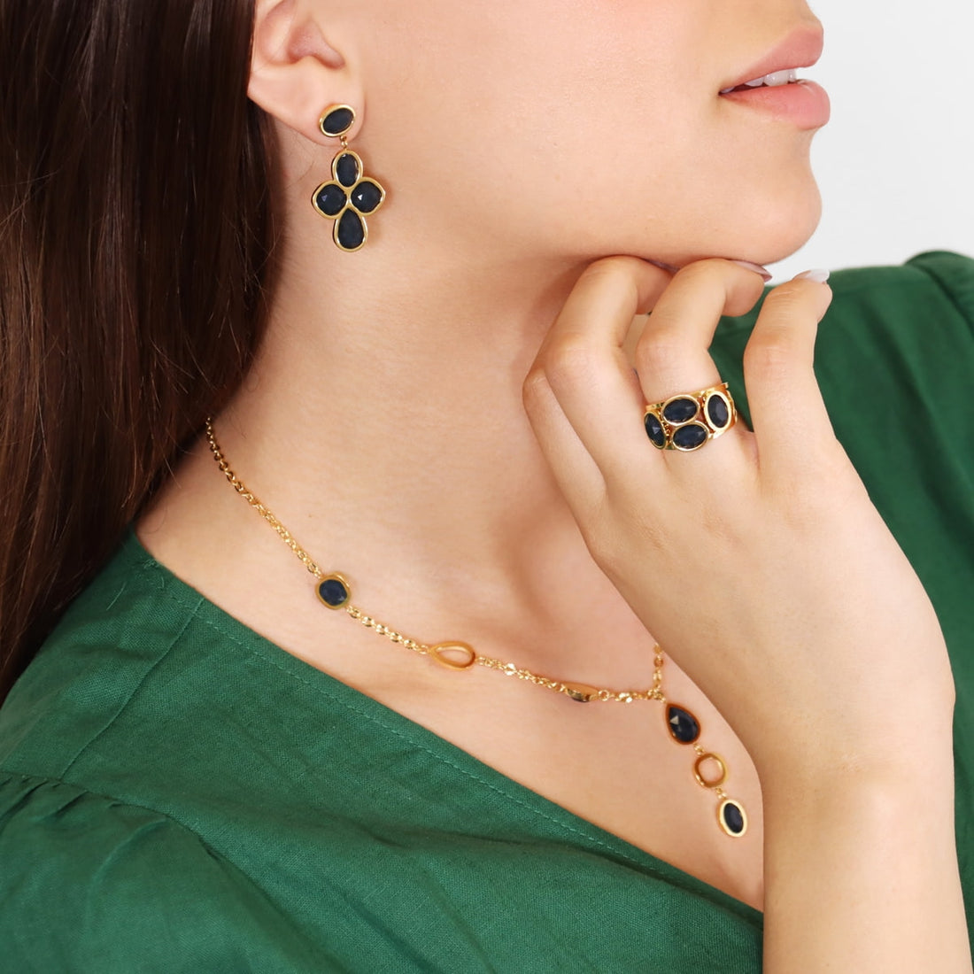 Pendientes Drops Bloom Negro Anartxy