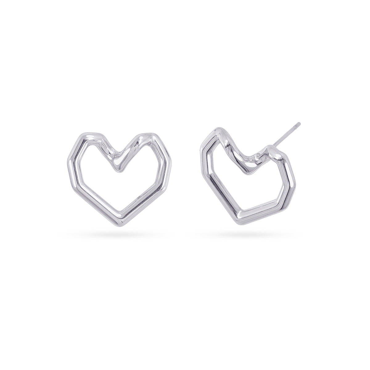 Pendientes Essentials corazón geométrico Plateado Anartxy