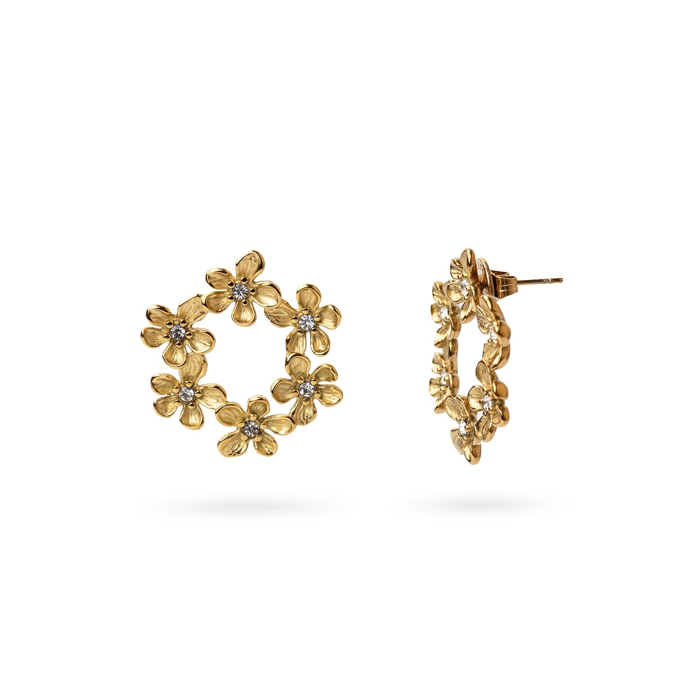 Pendientes Essentials corona flores Dorado Anartxy