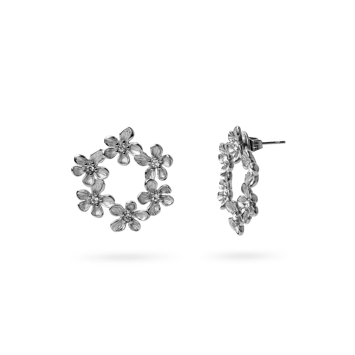 Pendientes Essentials corona flores Plateado Anartxy