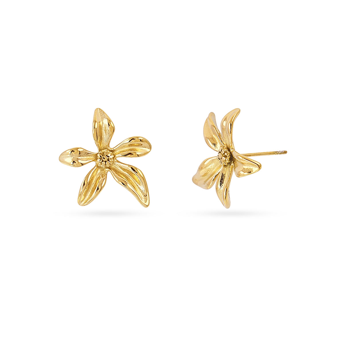 Pendientes Essentials flor curvada Dorado Anartxy
