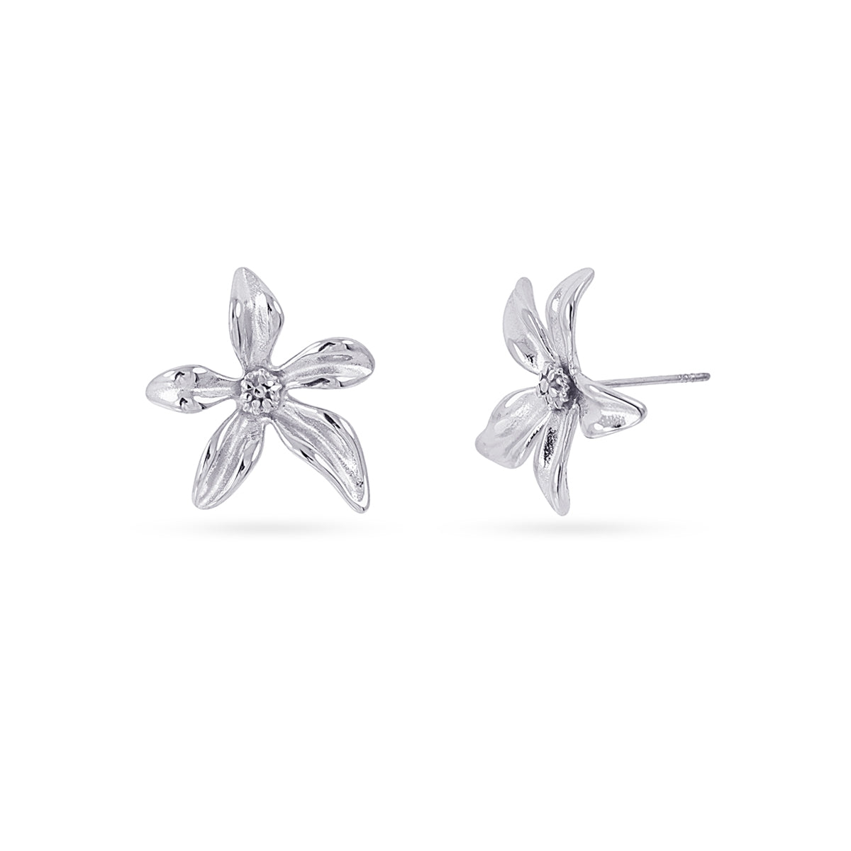 Pendientes Essentials flor curvada Plateado Anartxy