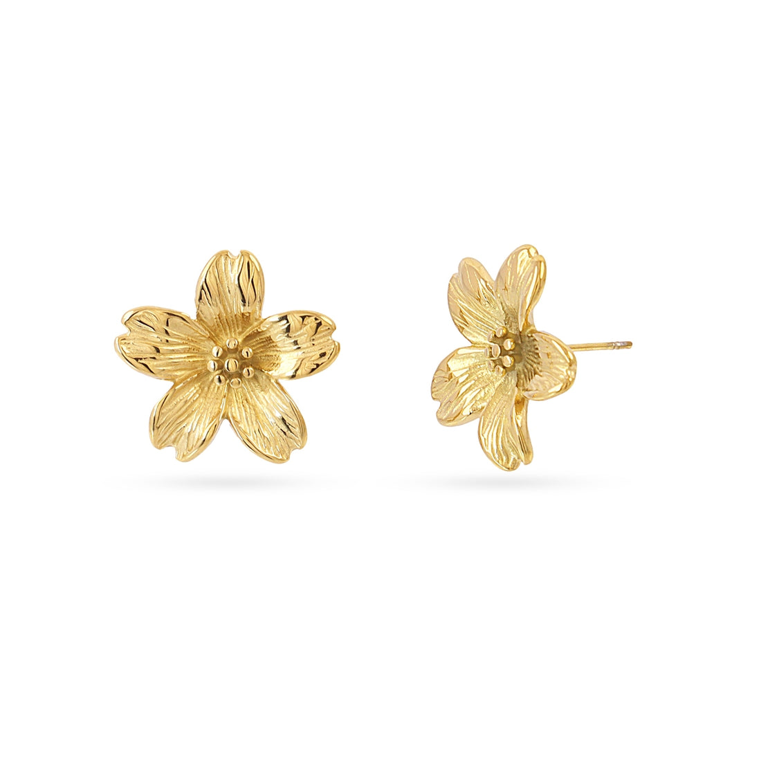 Pendientes Essentials flor relieve Dorado Anartxy