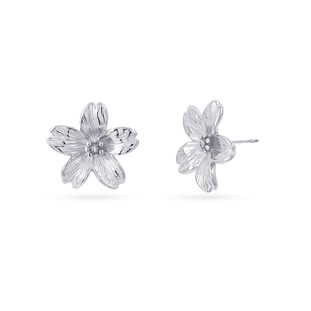 Pendientes Essentials flor relieve Plateado Anartxy
