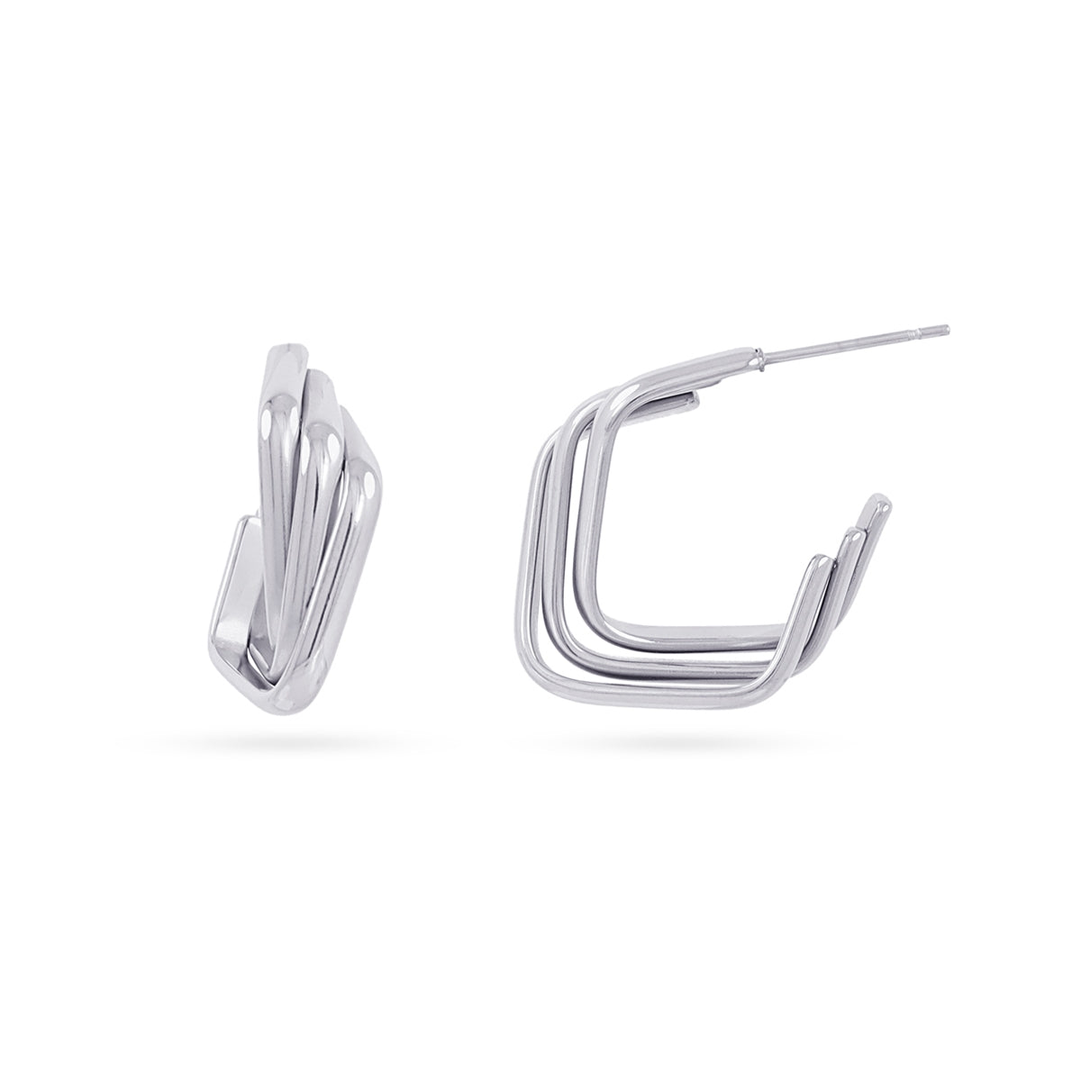 Pendientes Essentials geométricos acanalados Plateado Anartxy