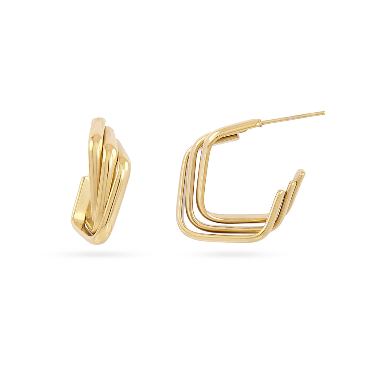 Pendientes Essentials geométricos acanalados Dorado Anartxy