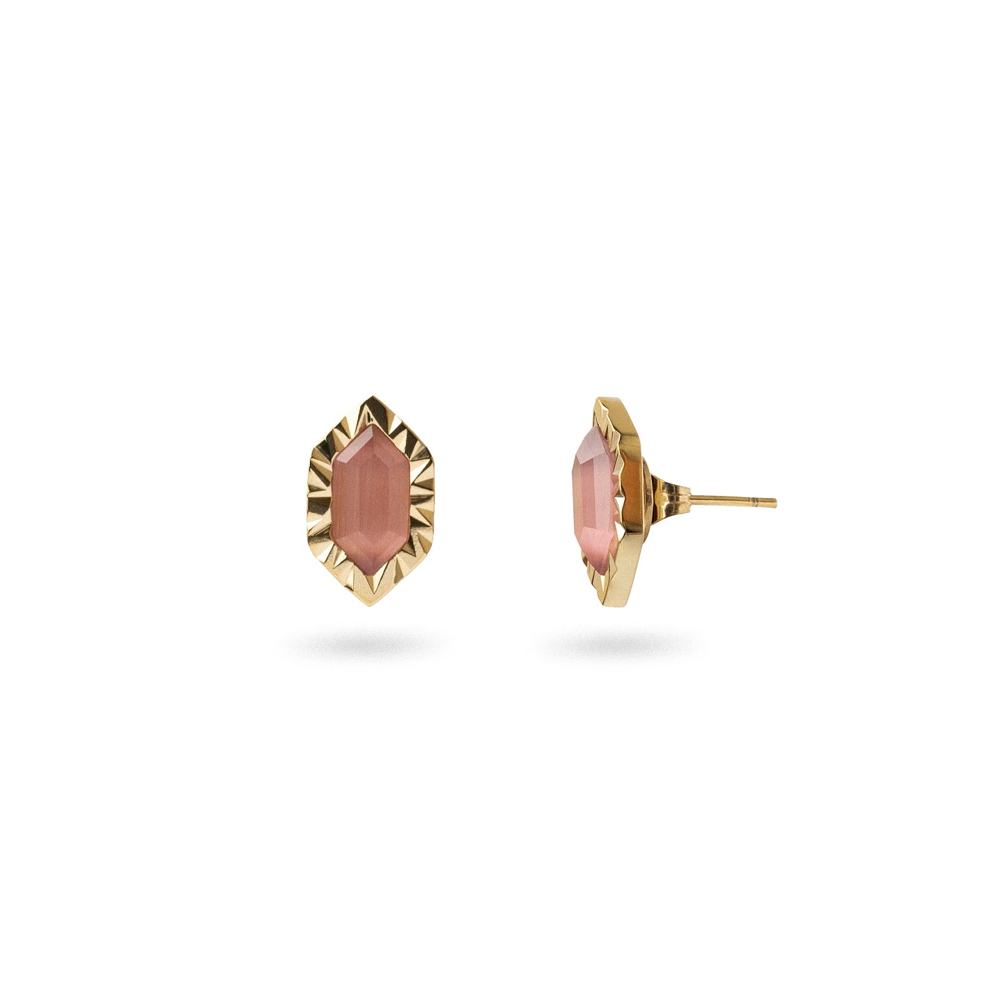 Pendientes Gleam botón piedra Rosa Anartxy