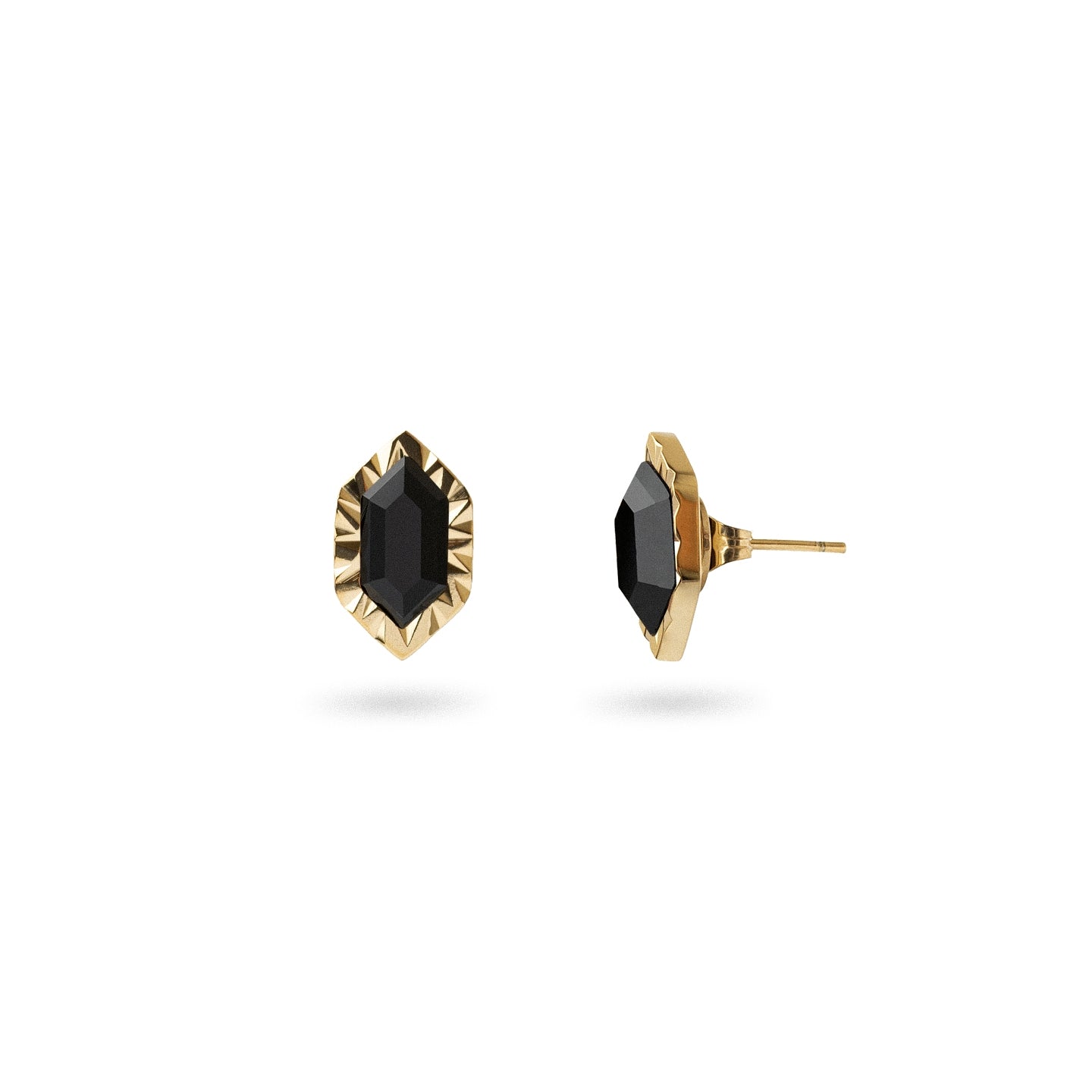 Pendientes Gleam botón piedra Negro Anartxy