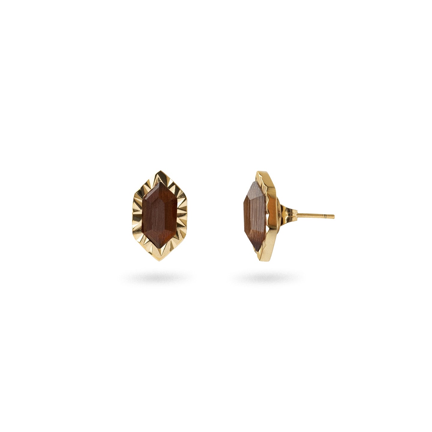 Pendientes Gleam botón piedra Café Anartxy