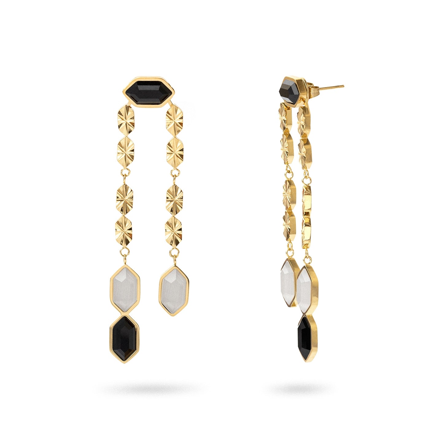 Pendientes Gleam cadenas Negro Anartxy