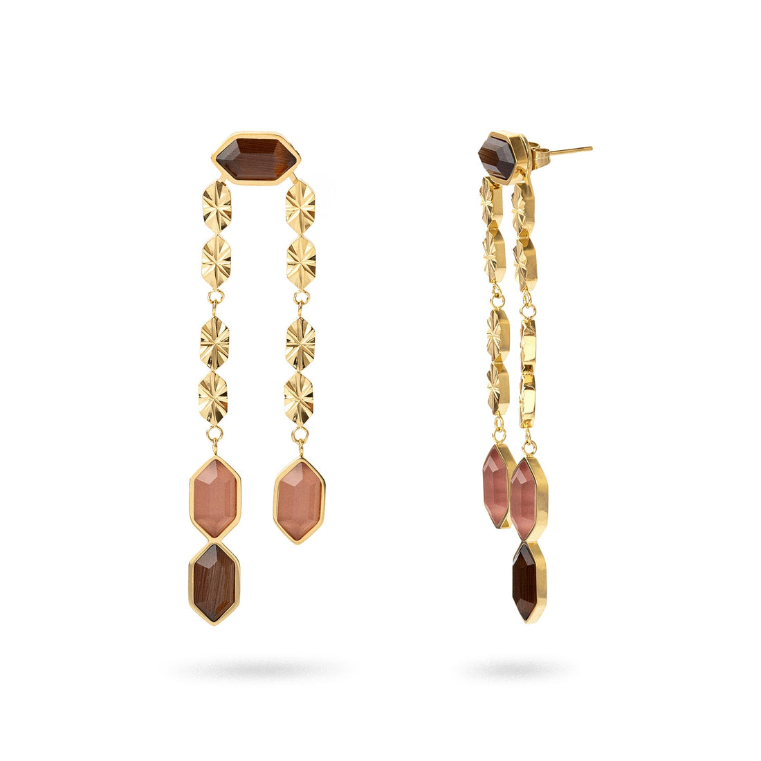 Pendientes Gleam cadenas Café Anartxy