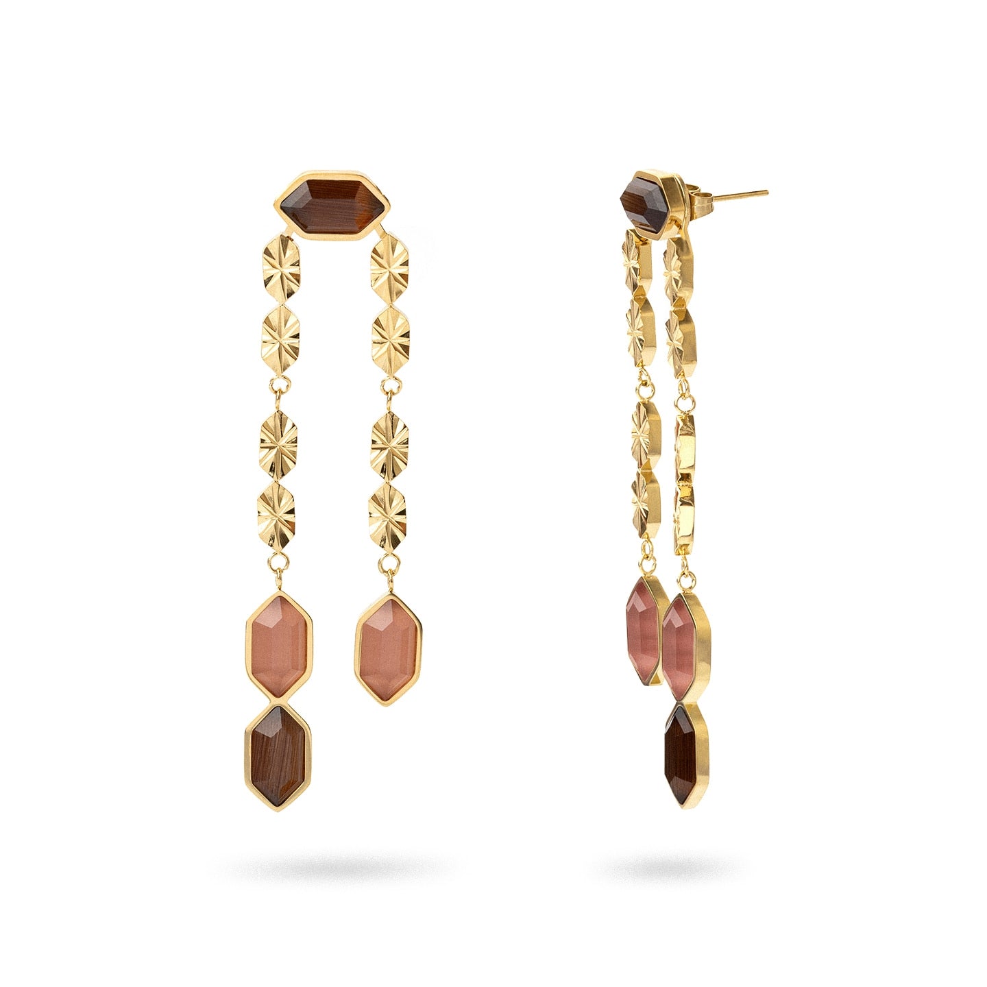 Pendientes Gleam cadenas Café Anartxy