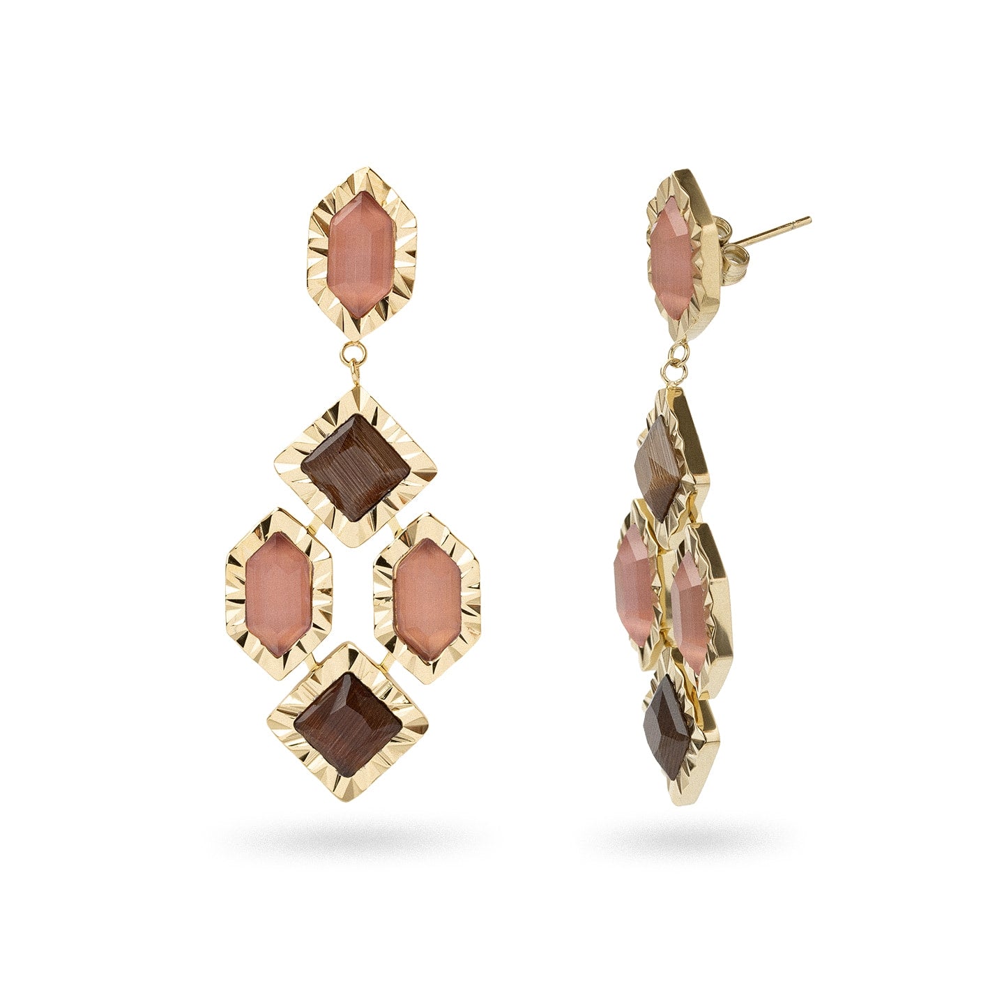 Pendientes Gleam rombos Café Anartxy