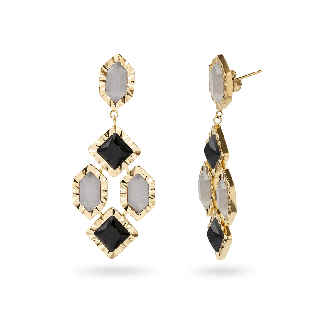 Pendientes Gleam rombos Negro Anartxy